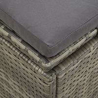 vidaXL Ligbed met kussen converteerbaar poly rattan grijs
