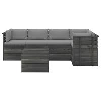 vidaXL 6-delige Loungeset met kussens pallet massief grenenhout