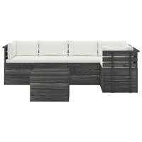 vidaXL 6-delige Loungeset met kussens pallet massief grenenhout