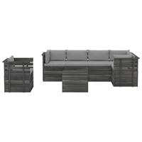 vidaXL 7-delige Loungeset met kussens pallet massief grenenhout