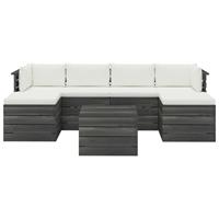 vidaXL 7-delige Loungeset met kussens pallet massief grenenhout