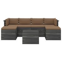 vidaXL 7-delige Loungeset met kussens pallet massief grenenhout
