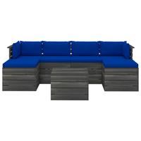 vidaXL 7-delige Loungeset met kussens pallet massief grenenhout