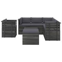 vidaXL 8-delige Loungeset met kussens pallet massief grenenhout