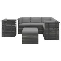 vidaXL 8-tlg. Garten-Sofagarnitur aus Paletten mit Kissen Kiefernholz Grau