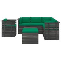 vidaXL 8-tlg. Garten-Sofagarnitur aus Paletten mit Kissen Kiefernholz Grün