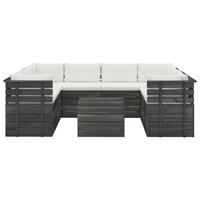 vidaXL 9-delige Loungeset met kussens pallet massief grenenhout
