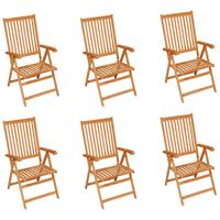 vidaXL Tuinstoelen 6 st met crèmekleurige kussens massief teakhout