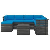 vidaXL 8-delige Loungeset met kussens pallet massief grenenhout