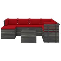 vidaXL 8-delige Loungeset met kussens pallet massief grenenhout