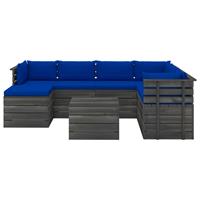 vidaXL 8-delige Loungeset met kussens pallet massief grenenhout