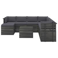 vidaXL 9-tlg. Garten-Sofagarnitur aus Paletten mit Kissen Kiefernholz Anthrazit
