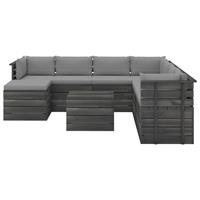 vidaXL 9-tlg. Garten-Sofagarnitur aus Paletten mit Kissen Kiefernholz Grau