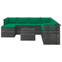 vidaXL 9-delige Loungeset met kussens pallet massief grenenhout