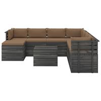 vidaXL 9-delige Loungeset met kussens pallet massief grenenhout