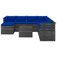 vidaXL 9-delige Loungeset met kussens pallet massief grenenhout