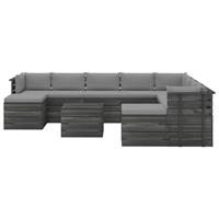 vidaXL 11-tlg. Garten-Sofagarnitur aus Paletten mit Kissen Kiefernholz Grau