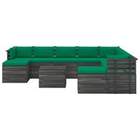 vidaXL 11-delige Loungeset met kussens pallet massief grenenhout