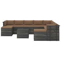 vidaXL 11-delige Loungeset met kussens pallet massief grenenhout