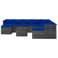 vidaXL 11-delige Loungeset met kussens pallet massief grenenhout