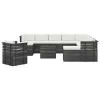 vidaXL 12-delige Loungeset met kussens pallet massief grenenhout