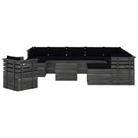 vidaXL 12-tlg. Garten-Sofagarnitur aus Paletten mit Kissen Kiefernholz Schwarz