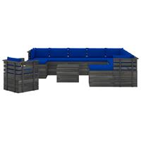 vidaXL 12-delige Loungeset met kussens pallet massief grenenhout