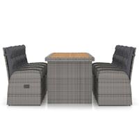vidaXL 9-tlg. Garten-Essgruppe mit Auflagen Poly Rattan  Grau