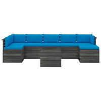 vidaXL 8-delige Loungeset met kussens pallet massief grenenhout