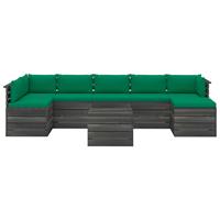 vidaXL 8-delige Loungeset met kussens pallet massief grenenhout