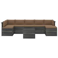vidaXL 8-delige Loungeset met kussens pallet massief grenenhout