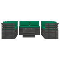 vidaXL 9-delige Loungeset met kussens pallet massief grenenhout