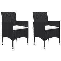 vidaXL 3-tlg. Bistro-Set Poly Rattan und Hartglas  Schwarz