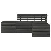 vidaXL 4-delige Loungeset pallet massief grenenhout donkergrijs