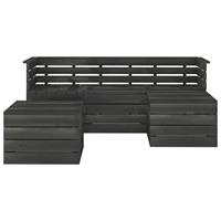 vidaXL 5-delige Loungeset pallet massief grenenhout donkergrijs