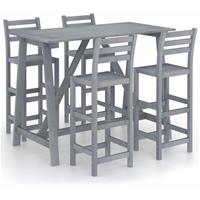 vidaXL 5-delige Tuinbarset massief acaciahout grijs