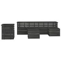 vidaXL 7-delige Loungeset pallet massief grenenhout donkergrijs