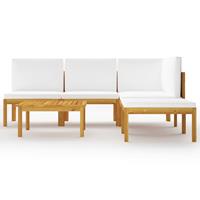 vidaXL 6-delige Loungeset met kussens massief acaciahout crème