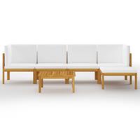 vidaXL 6-delige Loungeset met kussens massief acaciahout crèmekleurig