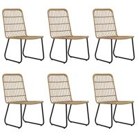 vidaXL 7-tlg. Garten-Essgruppe Poly Rattan und Glas Braun