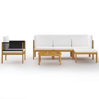 vidaXL 6-delige Loungeset met kussens massief acaciahout crème