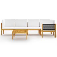 vidaXL 6-delige Loungeset met kussens massief acaciahout crème
