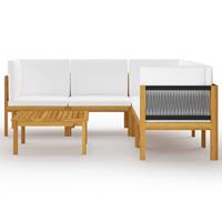 vidaXL 6-delige Loungeset met kussens massief acaciahout crème