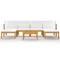 vidaXL 7-delige Loungeset met kussens massief acaciahout crème