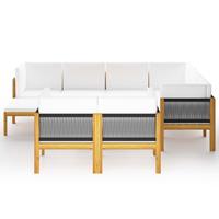 vidaXL 10-delige Loungeset met kussens massief acaciahout crème