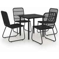 vidaXL 5-delige Tuinset poly rattan en glas