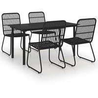 vidaxl 5-tlg. Garten-Essgruppe Poly Rattan und Glas