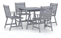 vidaXL 5-delige Tuinset massief acaciahout grijs