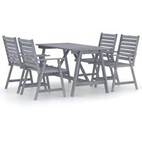 vidaXL 5-delige Tuinset massief acaciahout grijs
