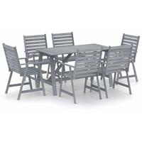 vidaXL 7-delige Tuinset massief acaciahout grijs